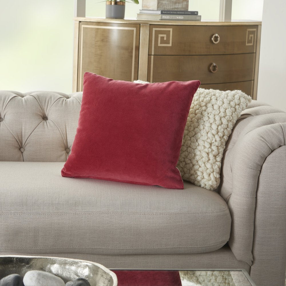 16" X 16" Red Solid Color Velvet Throw Pillow
