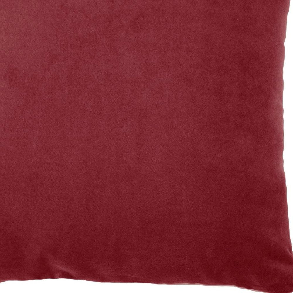 16" X 16" Red Solid Color Velvet Throw Pillow