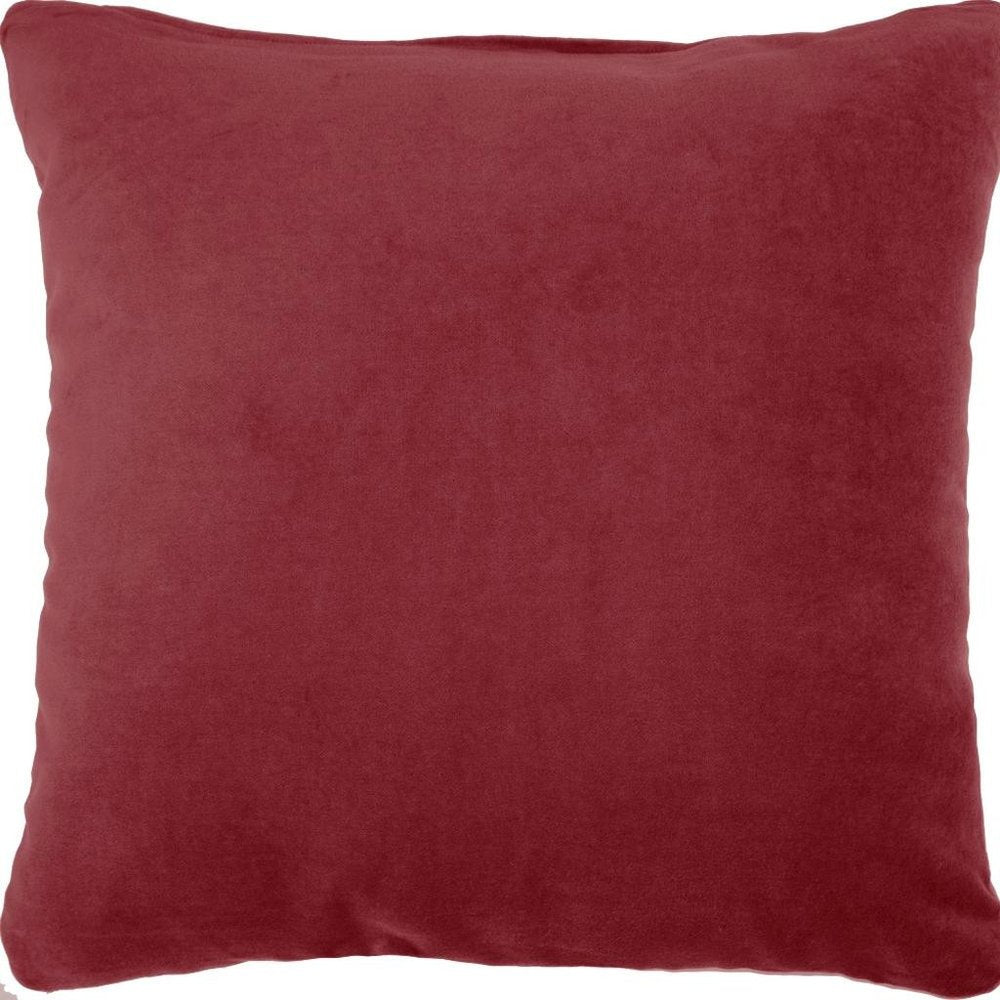 16" X 16" Red Solid Color Velvet Throw Pillow