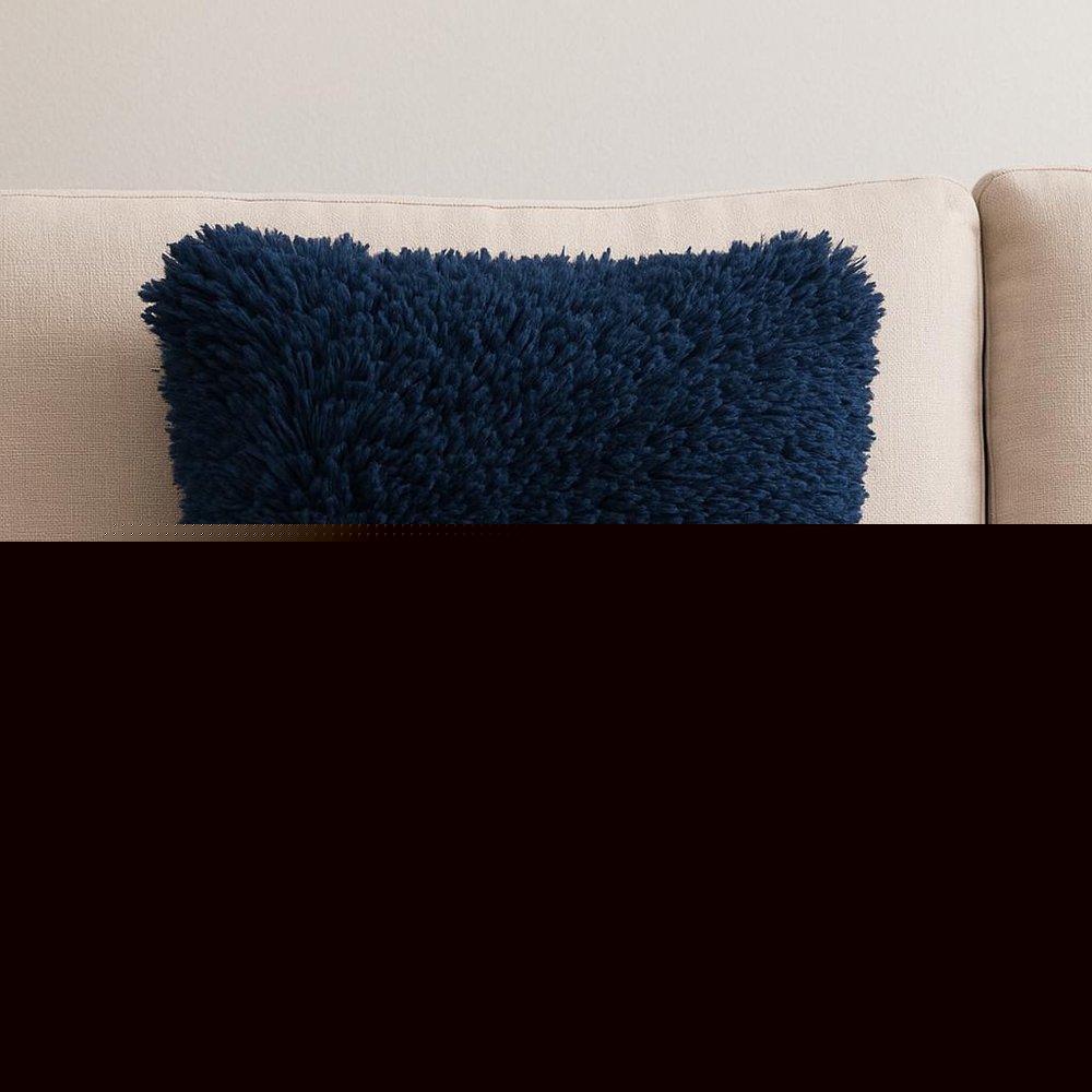 Fluffy Navy Shag Accent Throw Pillow