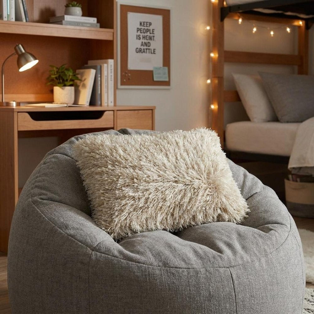 14" X 20" Beige Throw Pillow