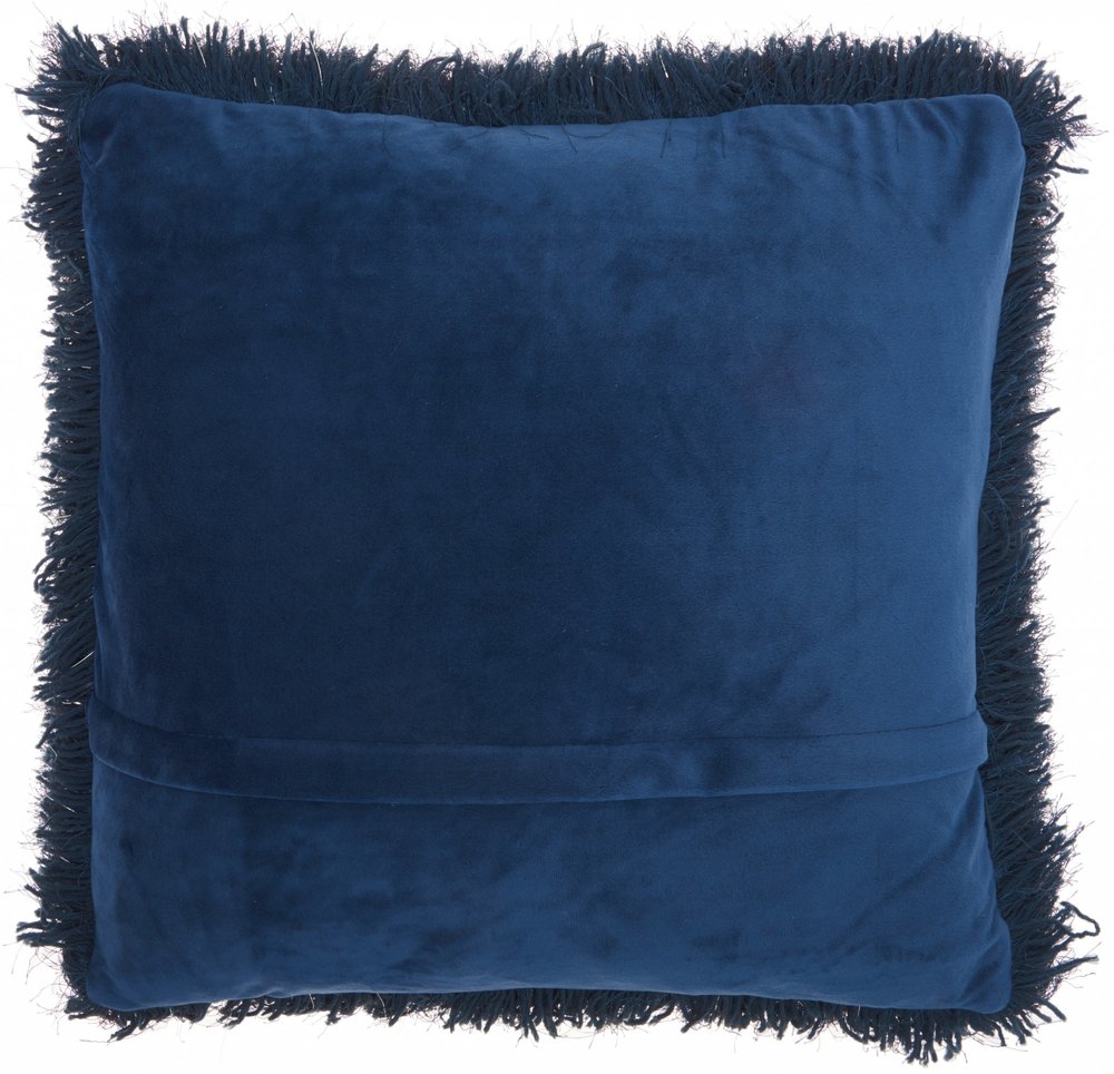 20" Plush Navy Shag Accent Throw Pillow