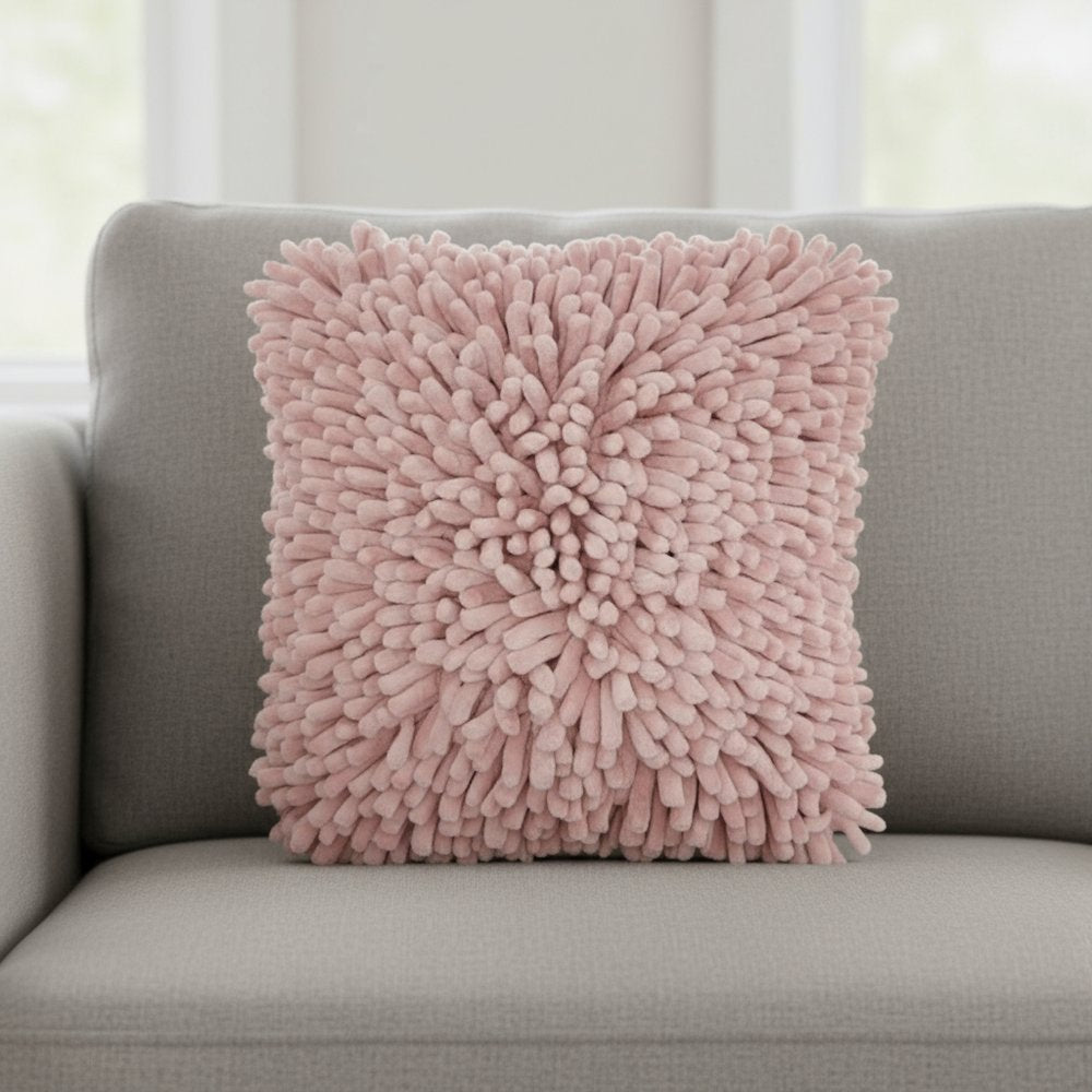 20" Pale Pink Soft Nubby Shag Throw Pillow