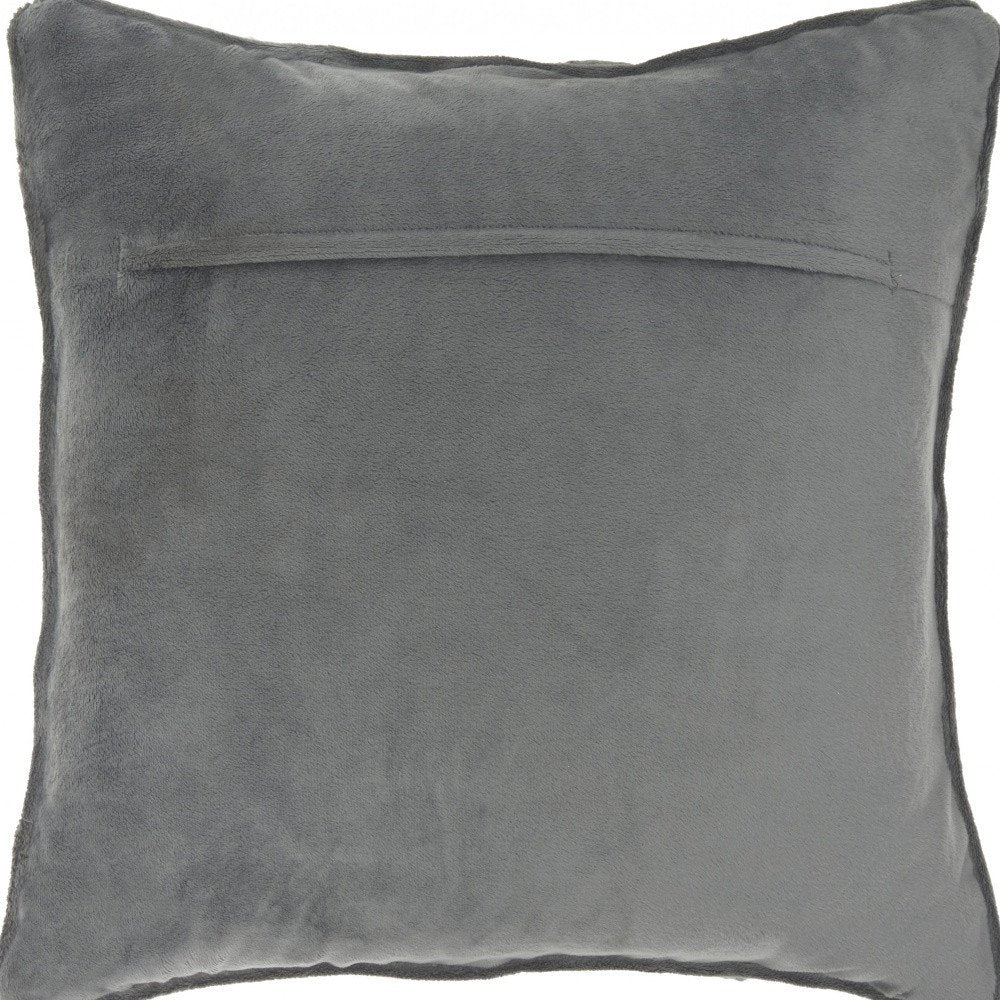 20" Dark Gray With Bling Quilted Velvet Throw Pillow