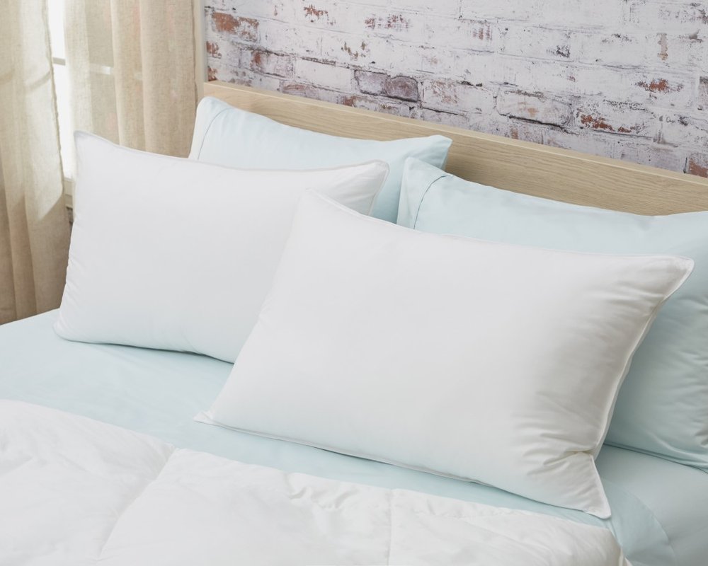 100% Cotton Lux Sateen Down Alternative Medium Hypoallergenic Queen Size Bed Pillow