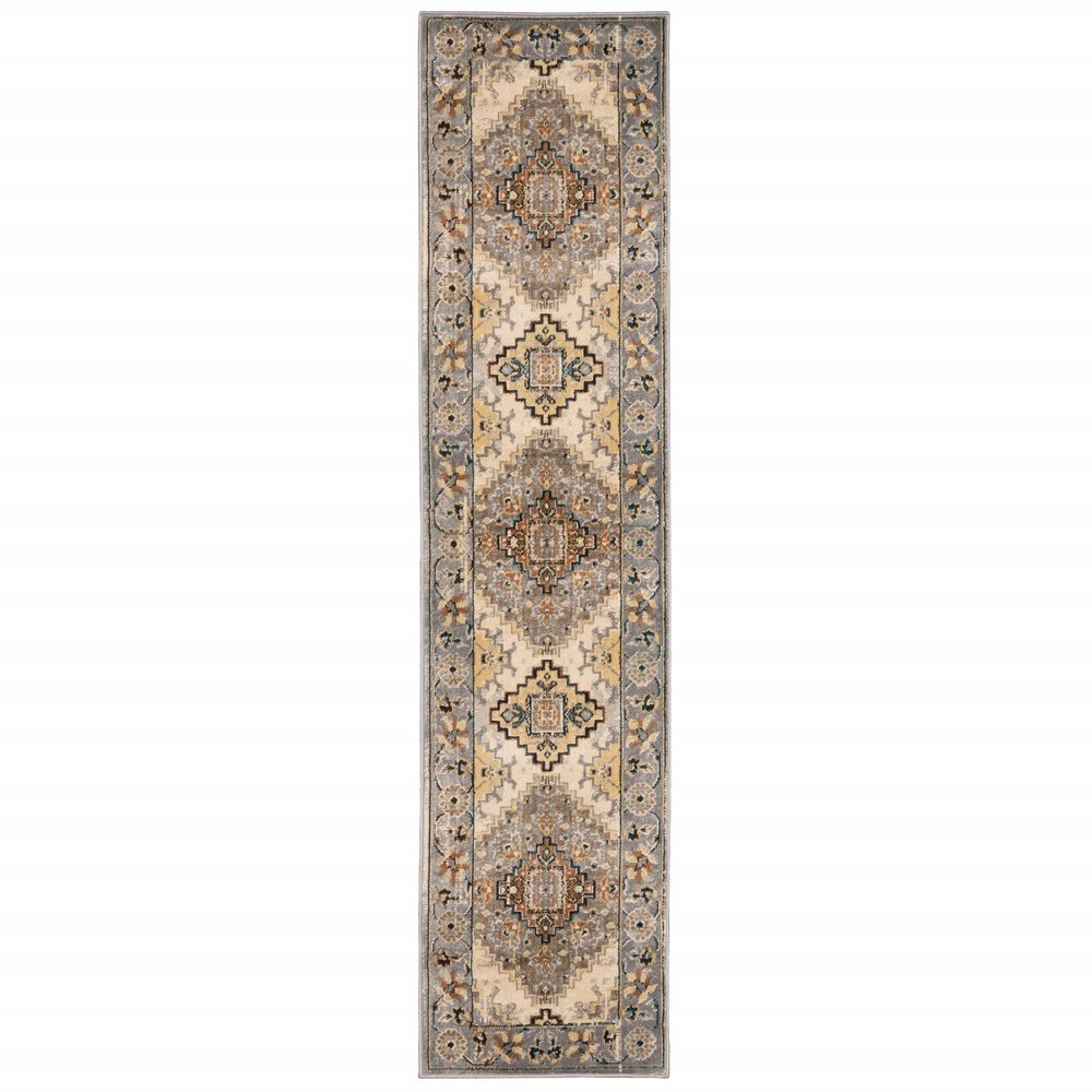 10' X 13' Gray And Beige Aztec Pattern Area Rug