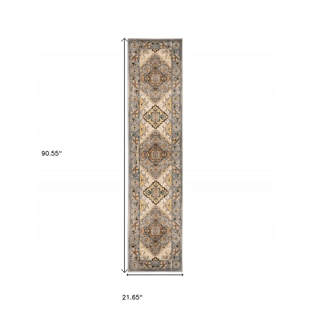 10' X 13' Gray And Beige Aztec Pattern Area Rug