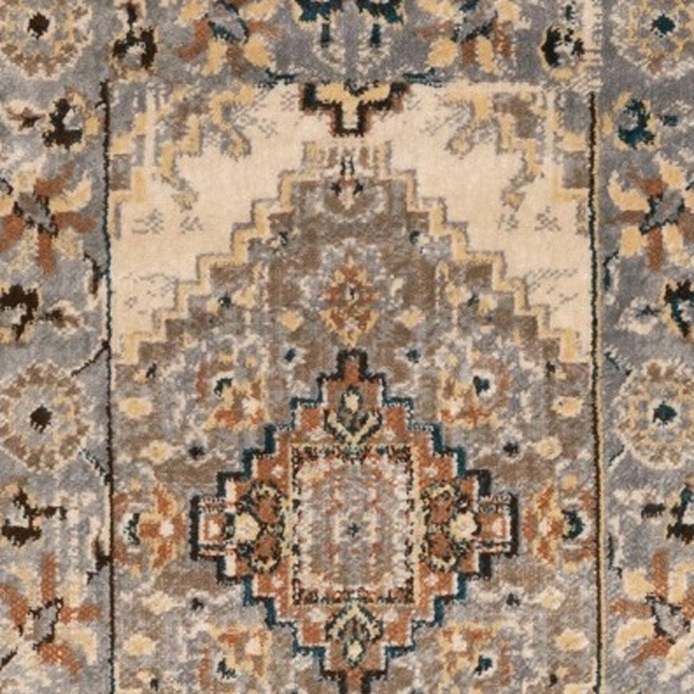 10' X 13' Gray And Beige Aztec Pattern Area Rug