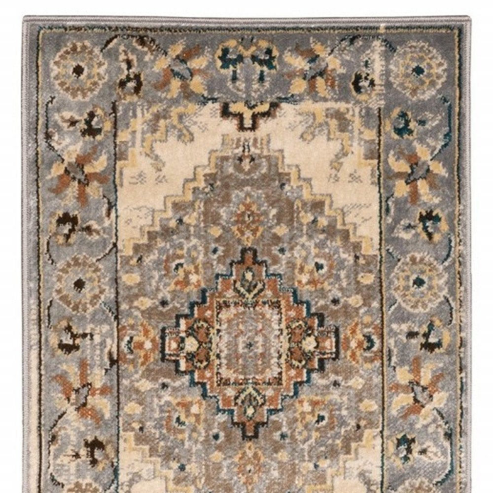 10' X 13' Gray And Beige Aztec Pattern Area Rug