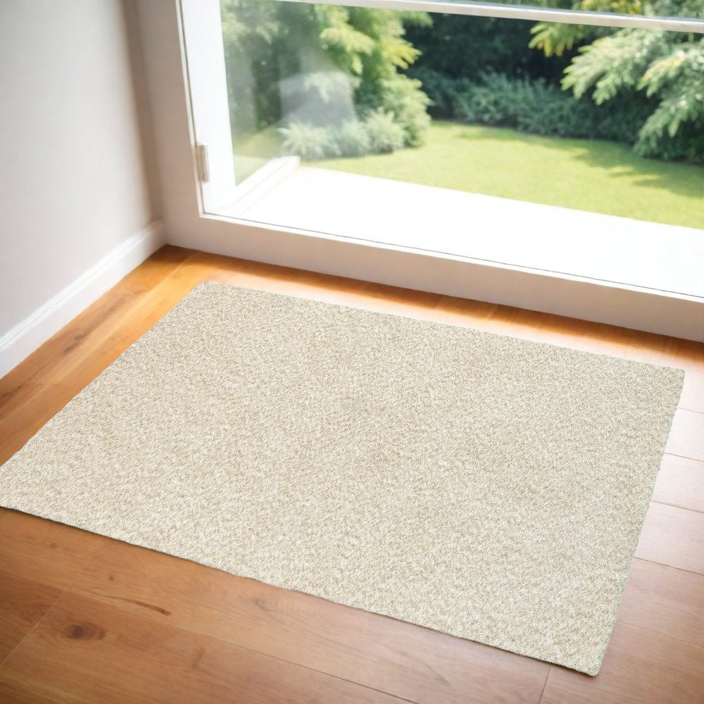 3' X 5' Ivory Shag Hand Tufted Area Rug