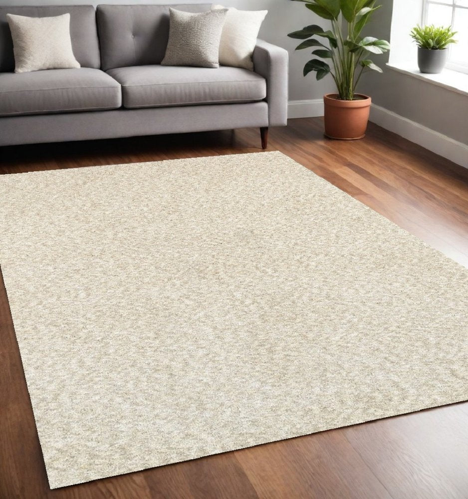 3' X 5' Ivory Shag Hand Tufted Area Rug