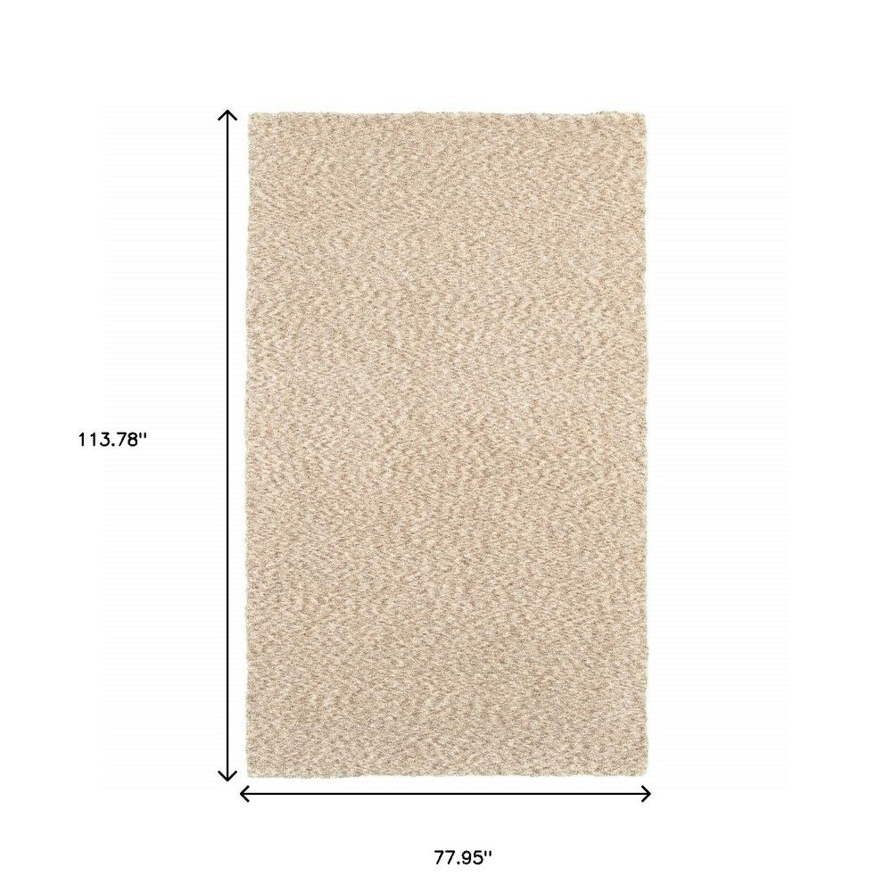 3' X 5' Beige Shag Hand Tufted Area Rug