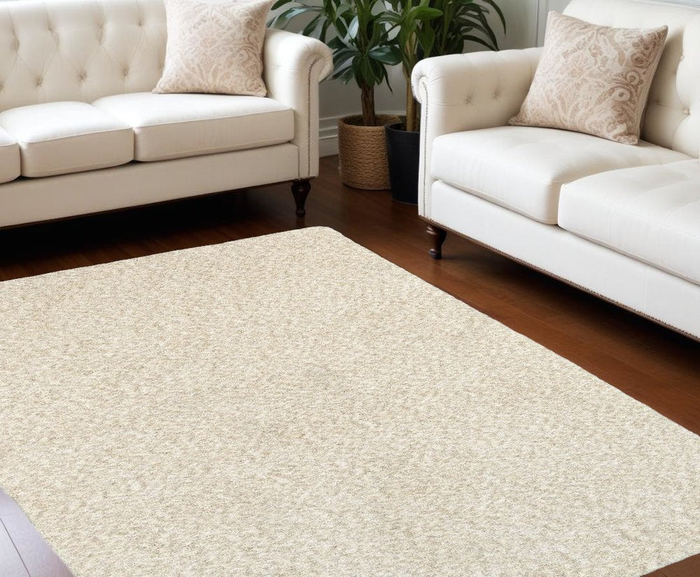 3' X 5' Ivory Shag Hand Tufted Area Rug