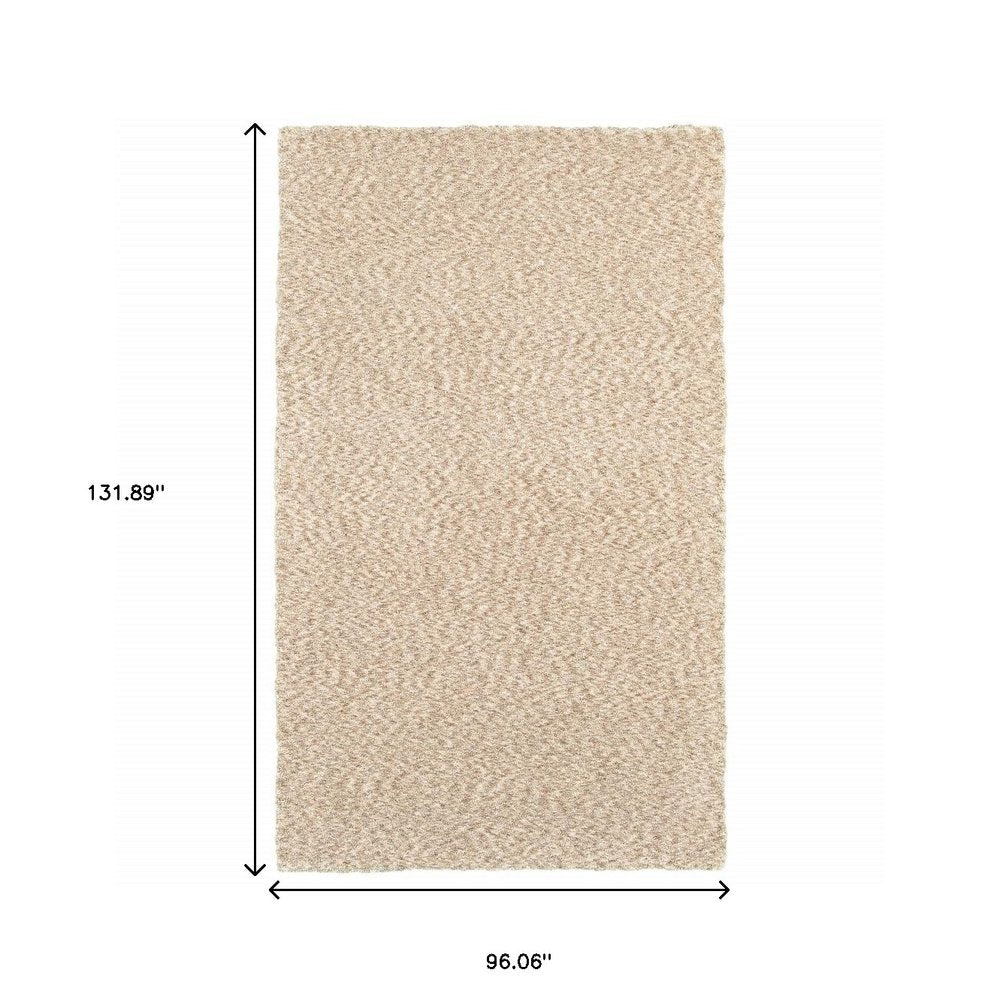 3' X 5' Beige Shag Hand Tufted Area Rug