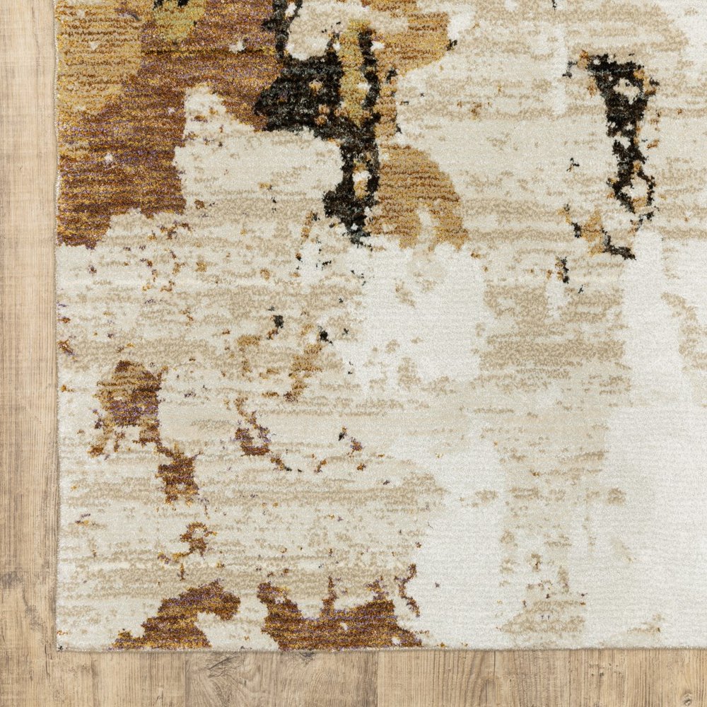 8' Beige And Black Runner Rug