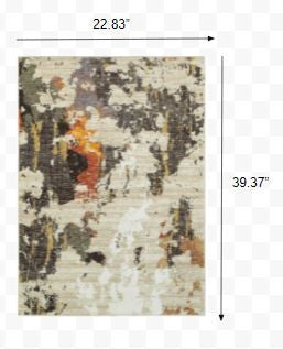 8' Beige And Black Runner Rug