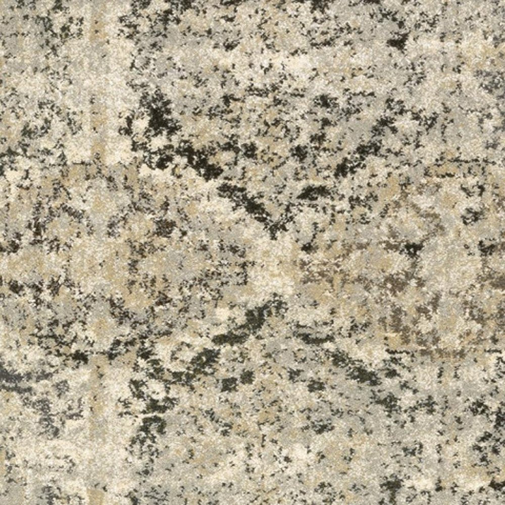 10' X 13' Ivory And Gray Trellis Distressed Area Rug