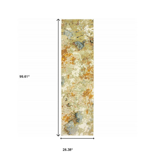 10' X 13' Beige Gold And Ivory Abstract Area Rug