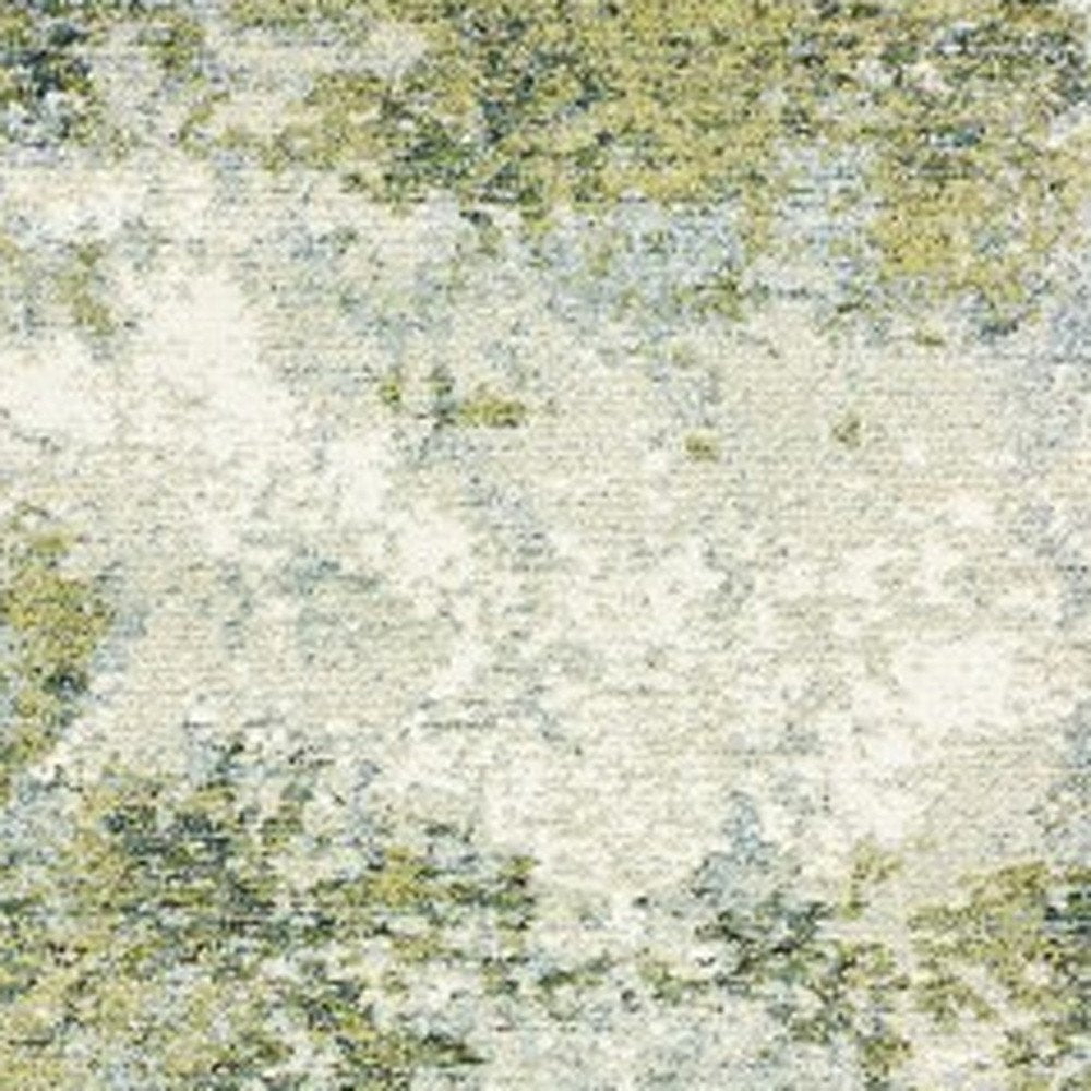 5' X 7' Ivory Sage And Teal Abstract Area Rug