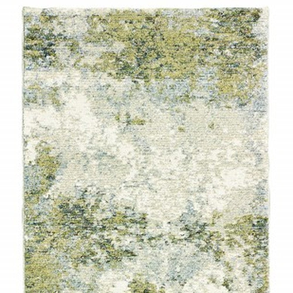 5' X 7' Ivory Sage And Teal Abstract Area Rug