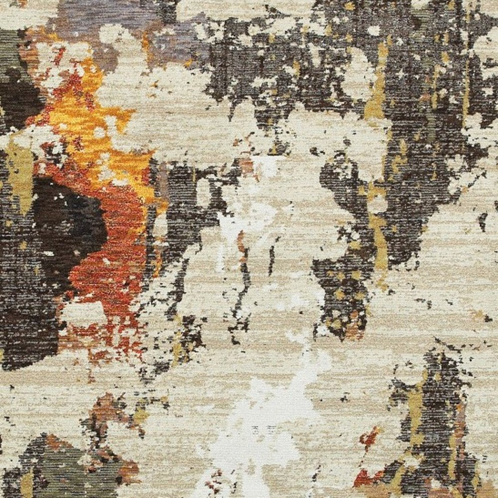 8' Beige And Black Runner Rug