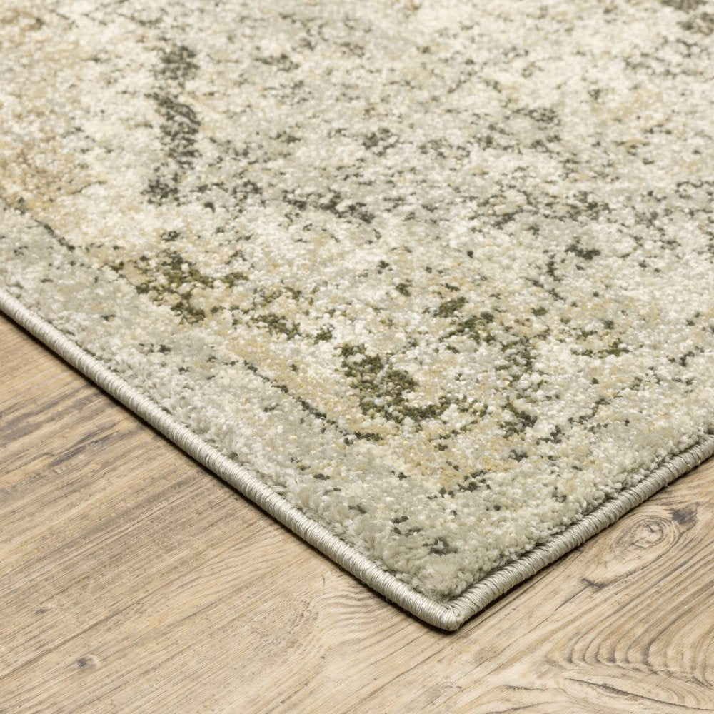 10' X 13' Ivory And Gray Trellis Distressed Area Rug