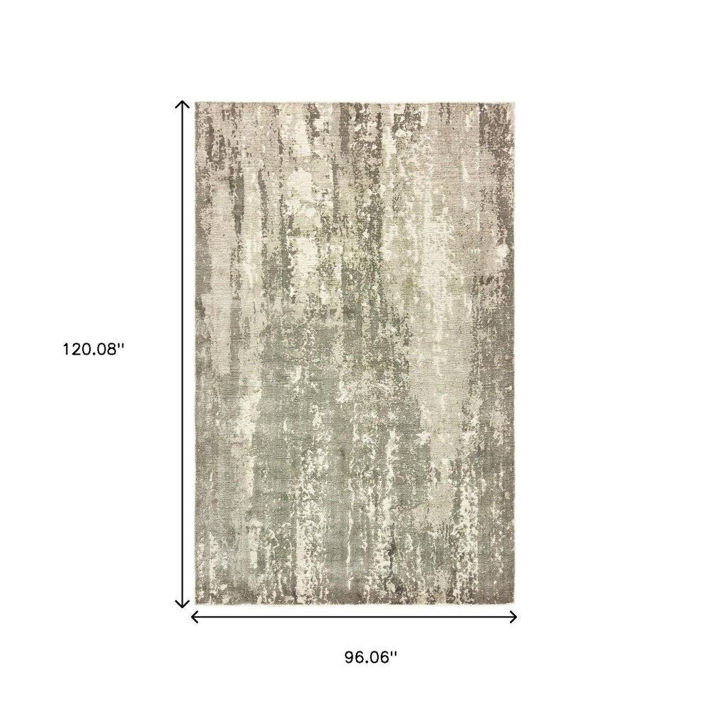 9' X 12' Gray And Ivory Abstract Hand Loomed Distressed Area Rug