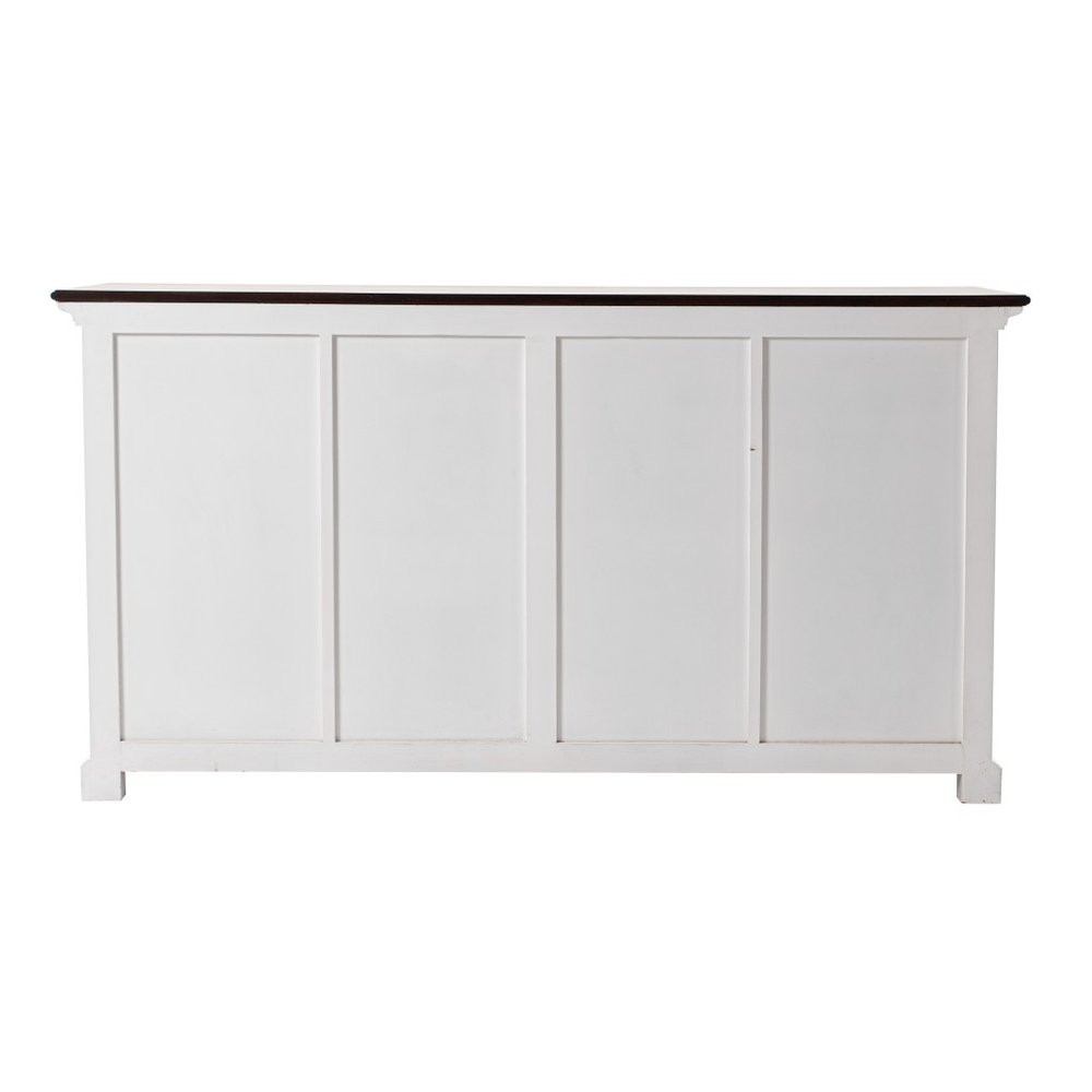 63" Brown And White Distressed Solid Wood Sideboard With Baskets