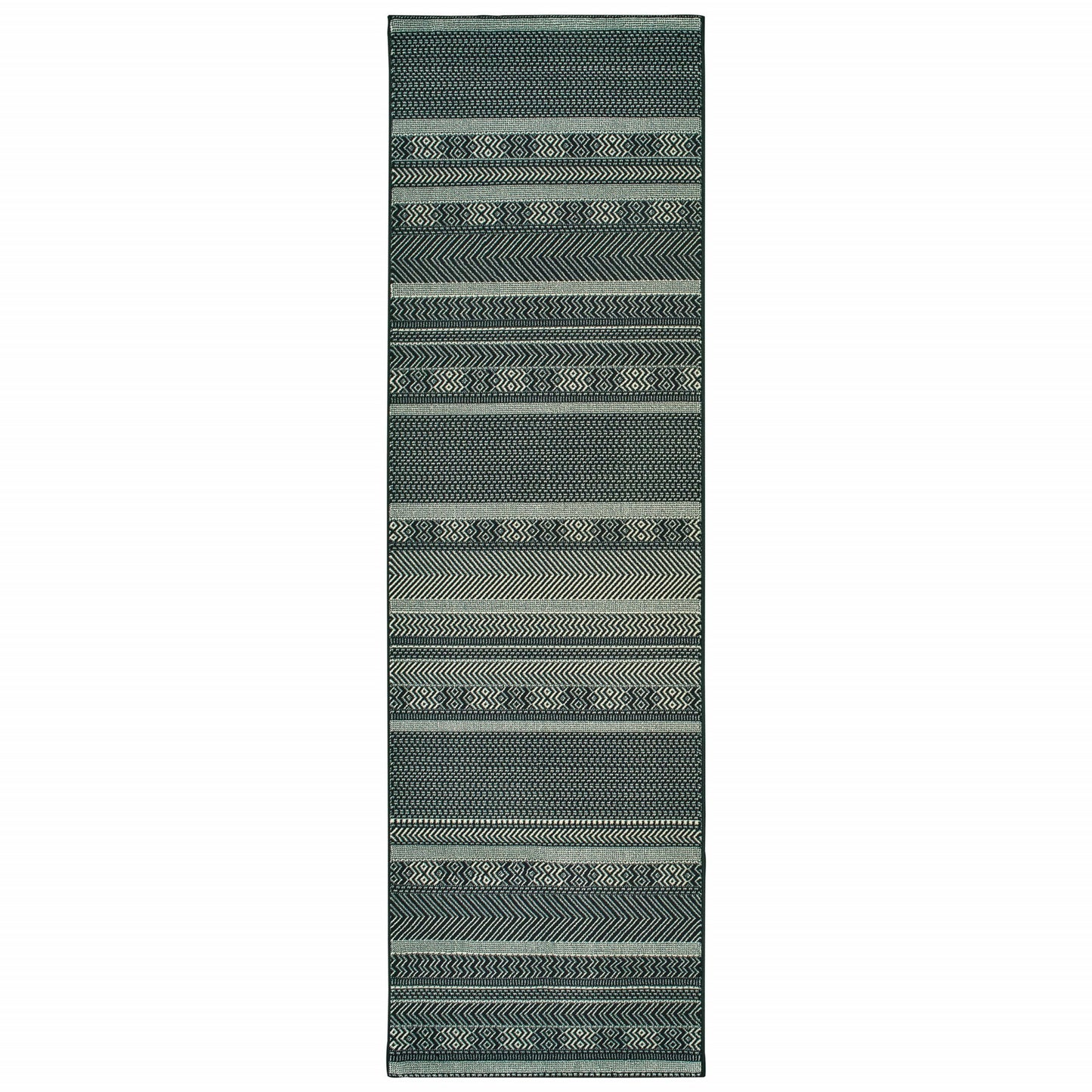 10' X 13' Black And Ivory Geometric Area Rug