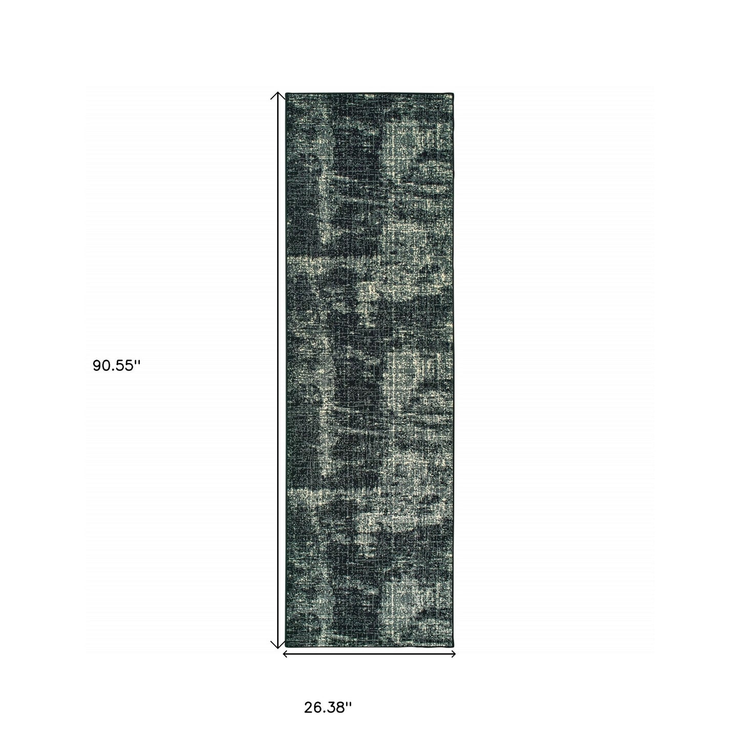 10' X 13' Black And Ivory Abstract Distressed Area Rug