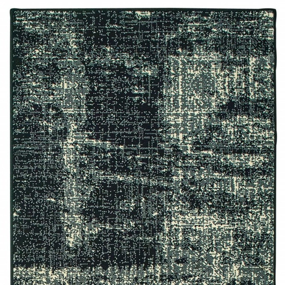 10' X 13' Black And Ivory Abstract Distressed Area Rug