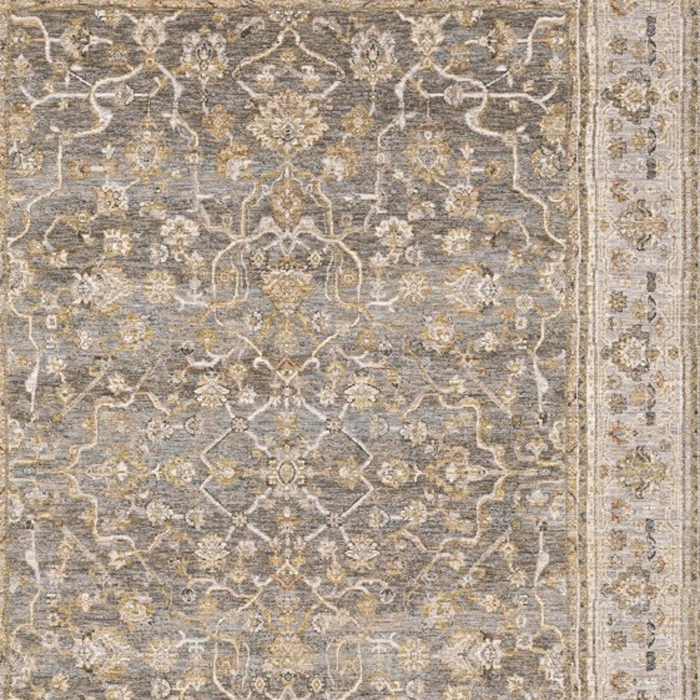 6' X 9' Beige Grey Machine Woven Oriental Indoor Arean Rug