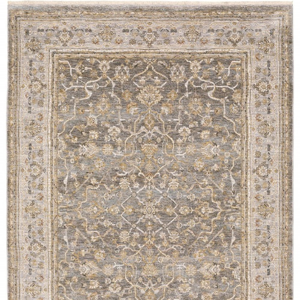 6' X 9' Beige Grey Machine Woven Oriental Indoor Arean Rug