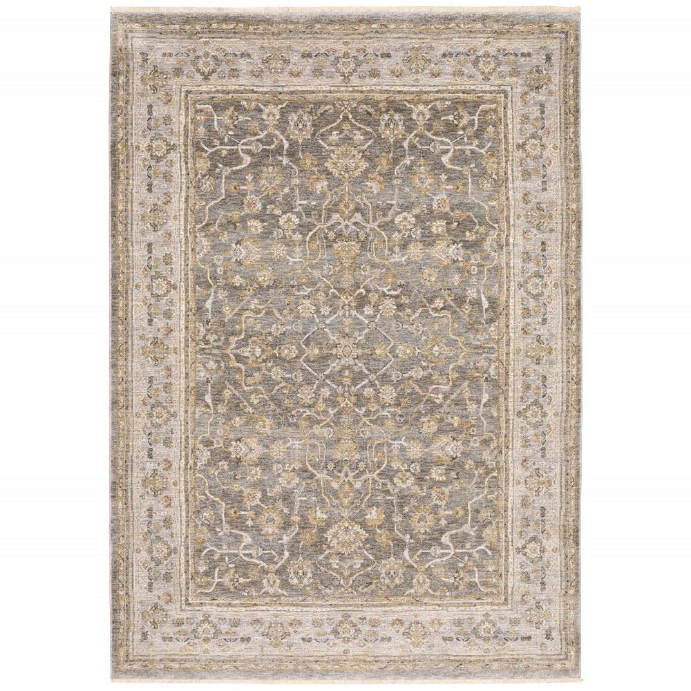 6' X 9' Beige Grey Machine Woven Oriental Indoor Arean Rug