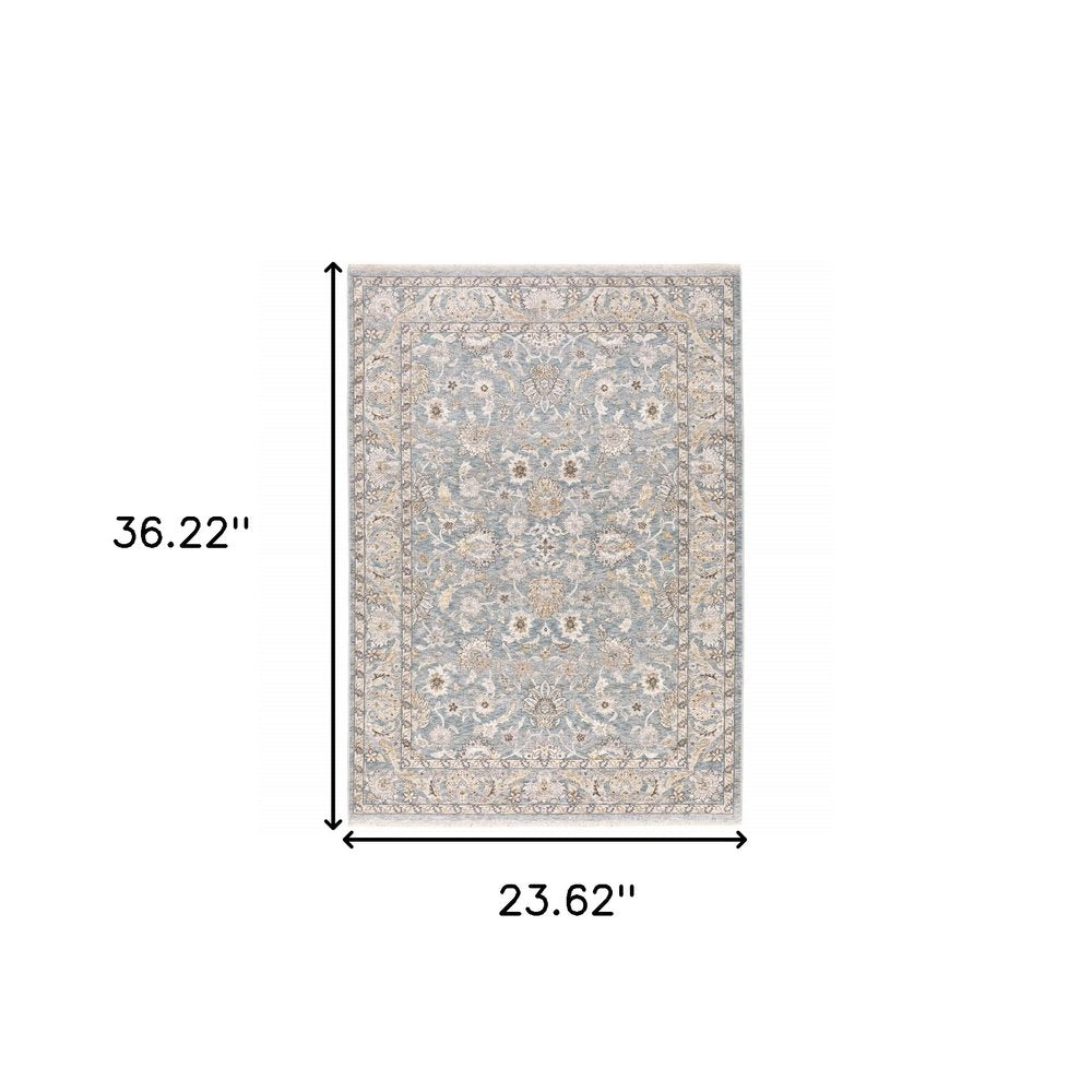 8' X 11' Blue And Ivory Oriental Distressed Area Rug