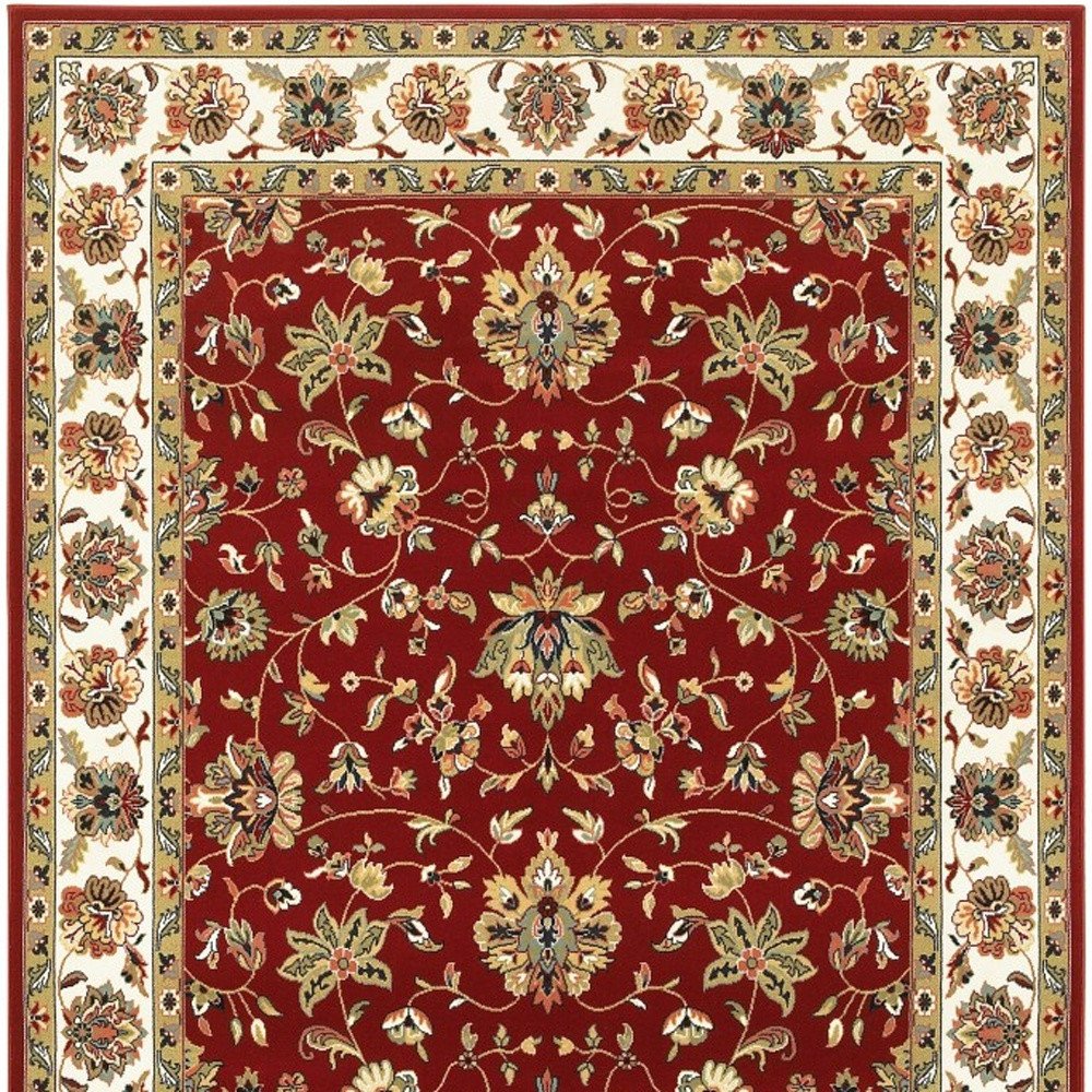 8' X 11' Red And Ivory Oriental Area Rug
