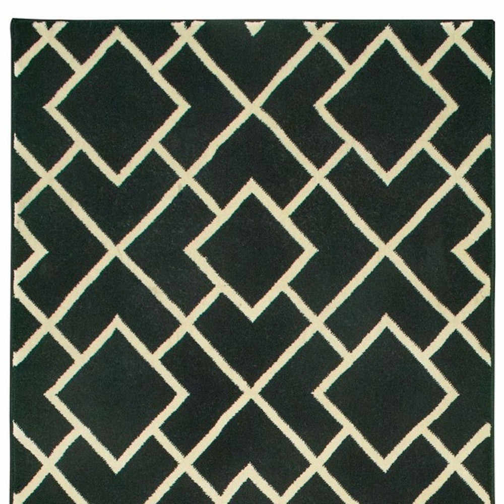 10' X 13' Black And Ivory Diamond Area Rug