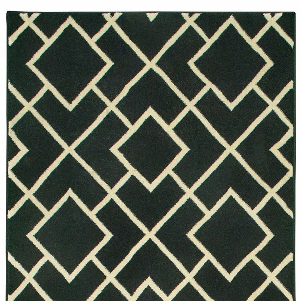 10' X 13' Black And Ivory Diamond Area Rug