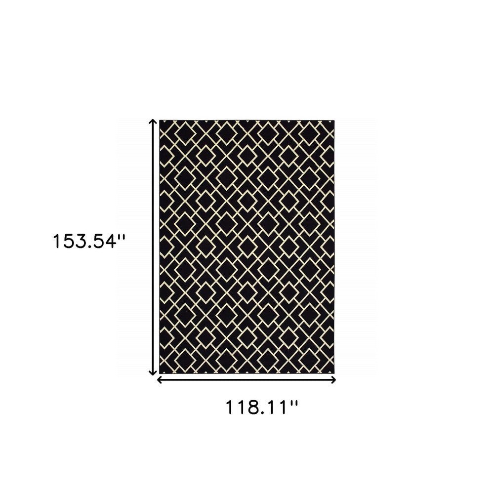 10' X 13' Black And Ivory Diamond Area Rug