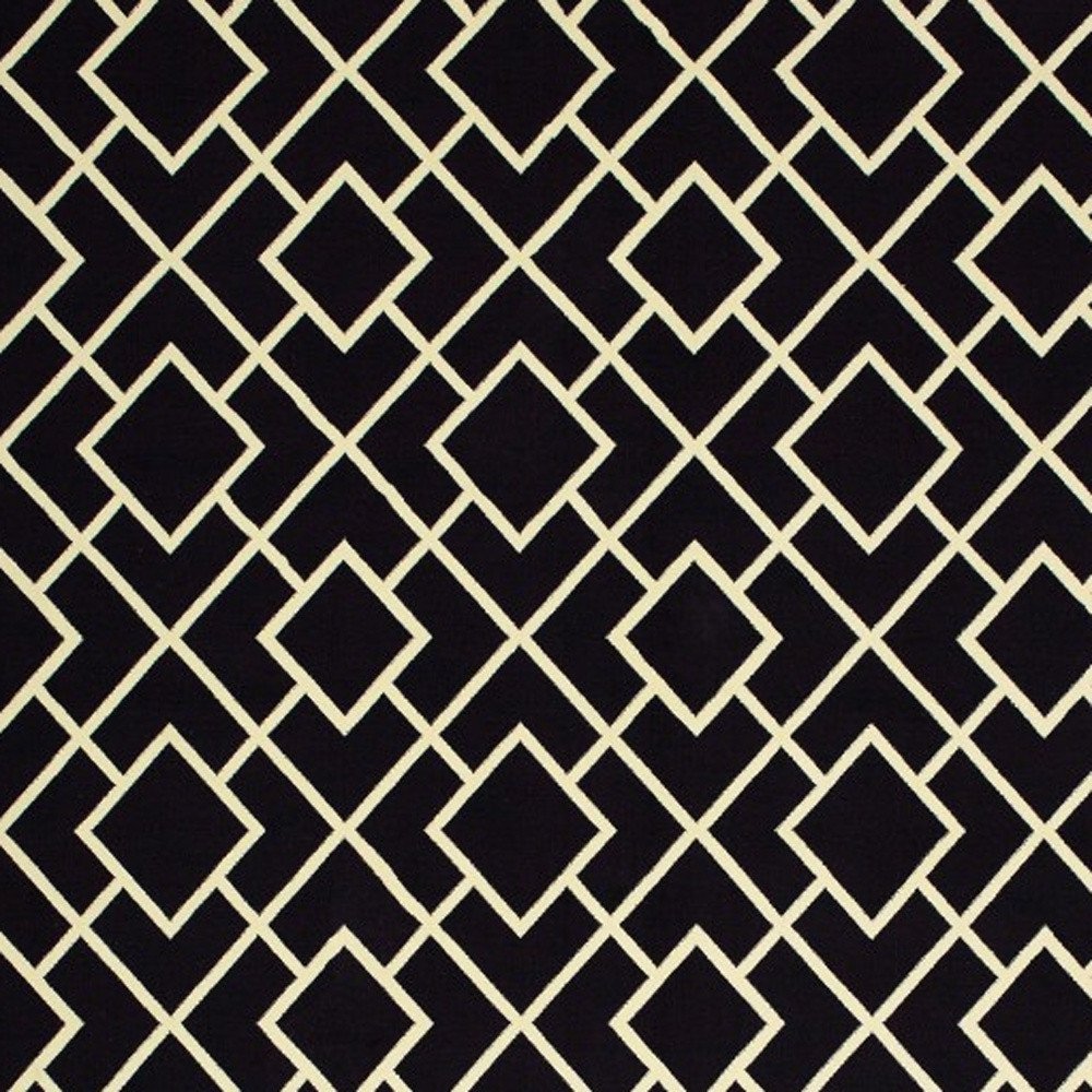 10' X 13' Black And Ivory Diamond Area Rug