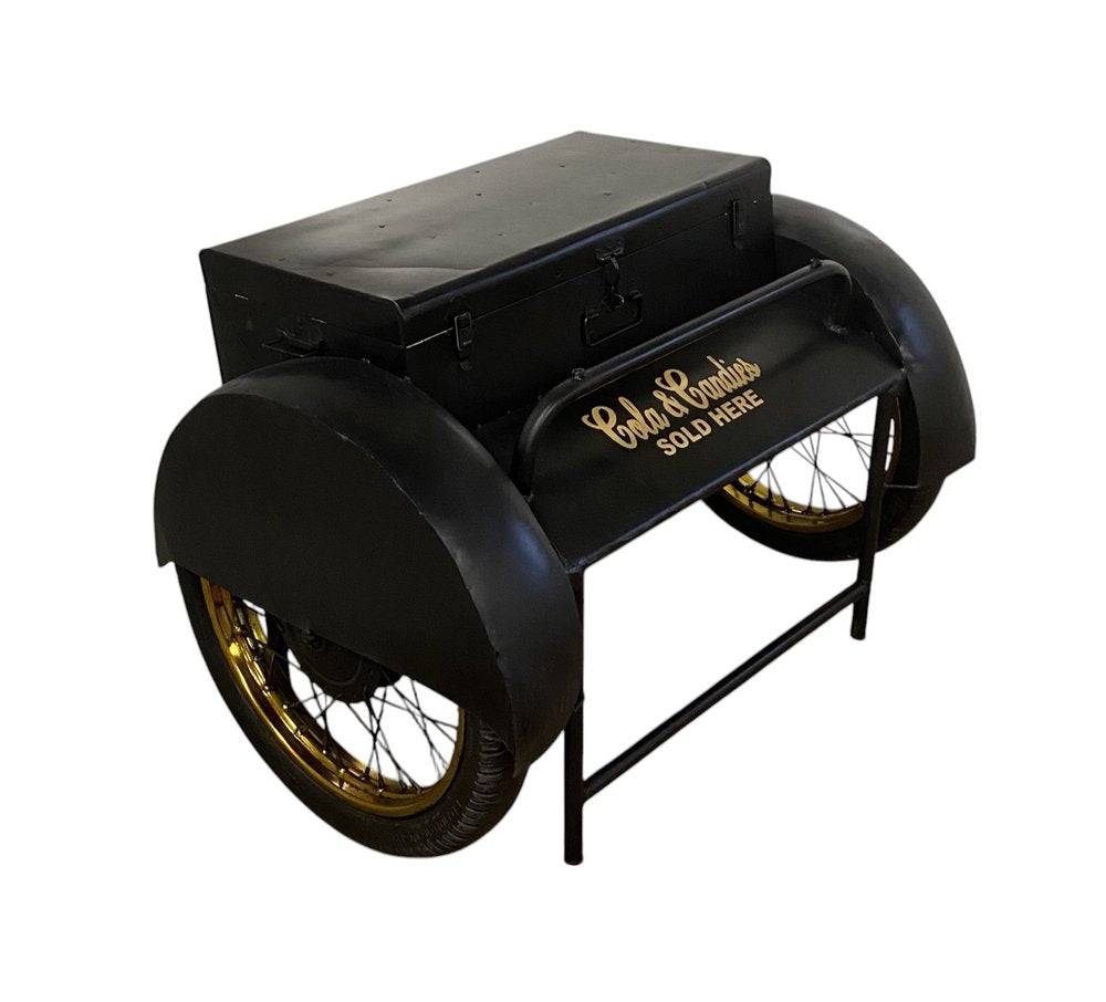 Black Old Time Delivery Box Table With Storage