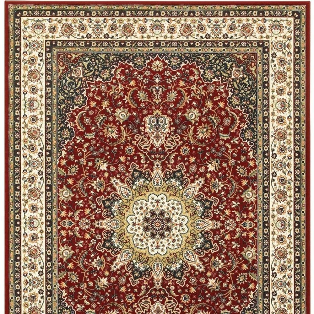 2' X 3' Red And Ivory Area Rug