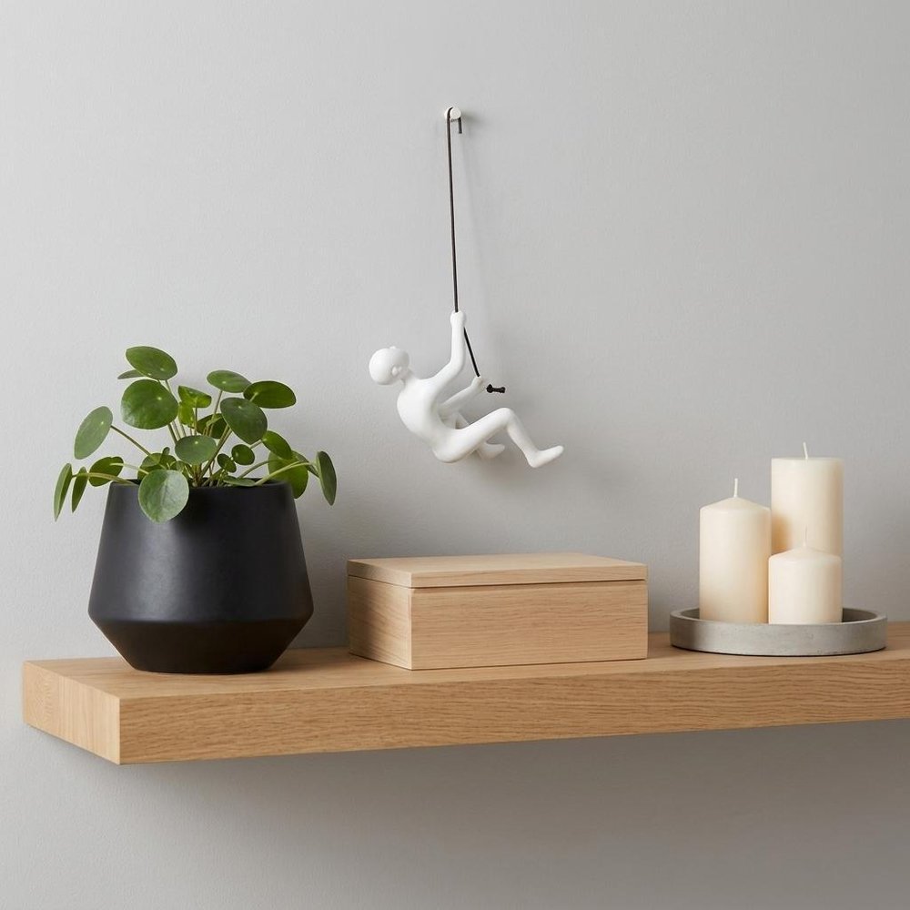 6" X 3" White Resin Climbing Man Hanging Dimensional Sculpture