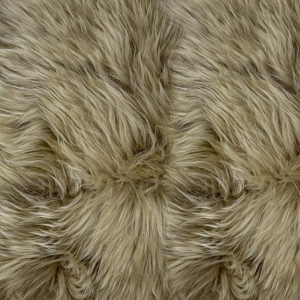 Set of Two 18" Taupe Sheepskin Throw Pillows