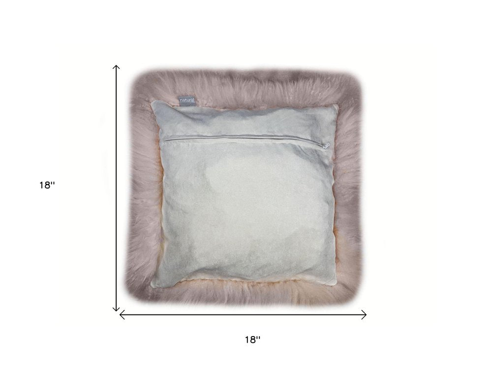 Set Of Two Blush Natural Sheepskin Square Pillows