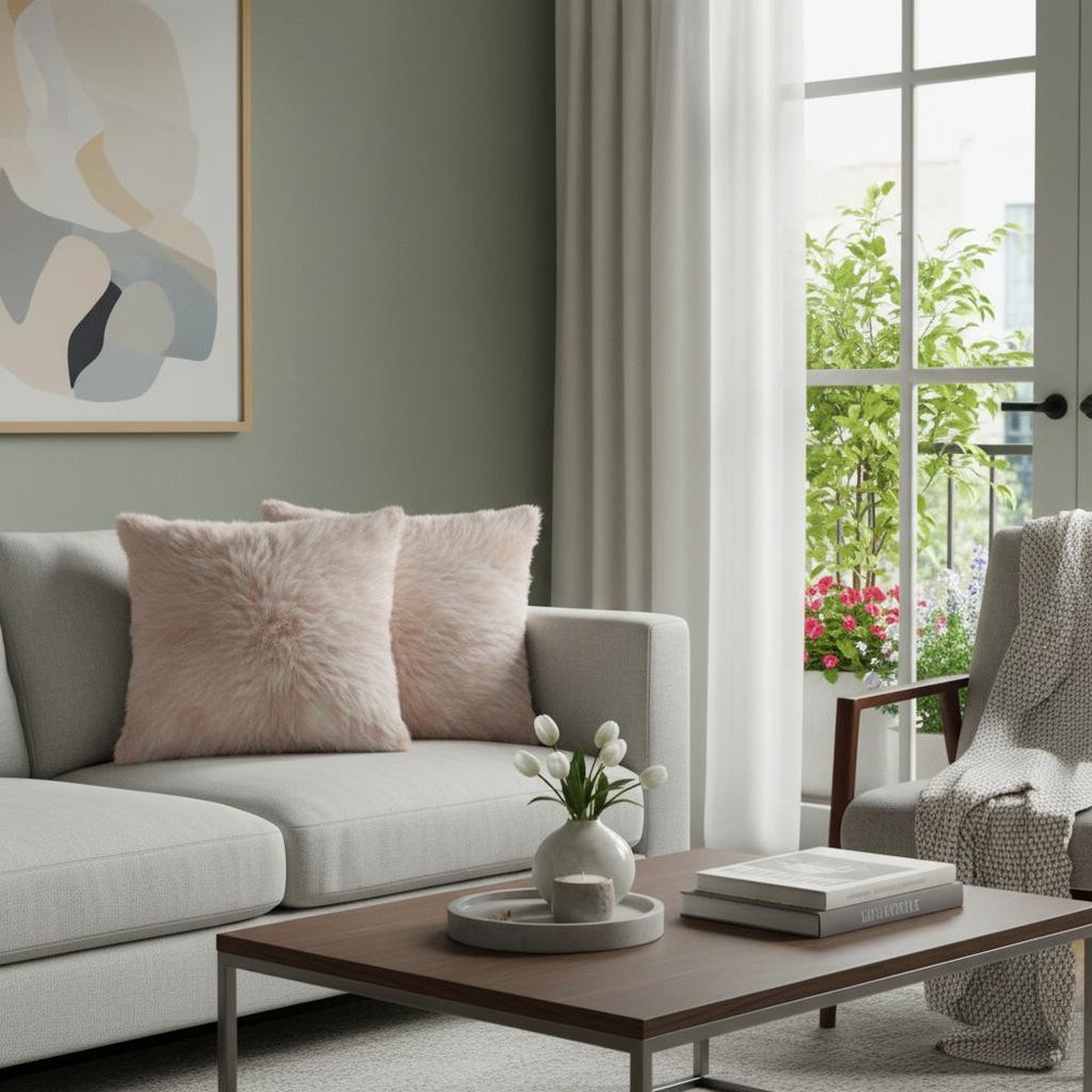 Set Of Two Blush Natural Sheepskin Square Pillows