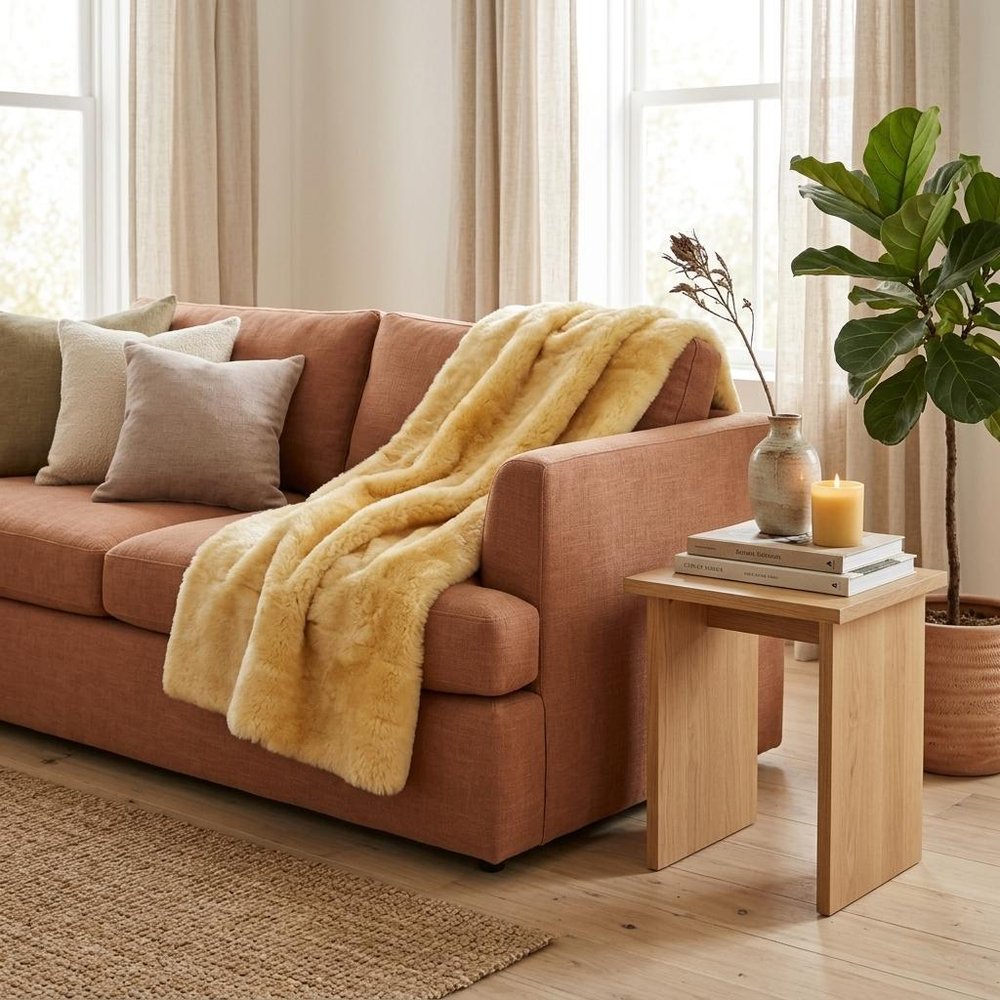 2' X 5' Natural Off White Medical Grade Double Sheepskin Throw Blanket