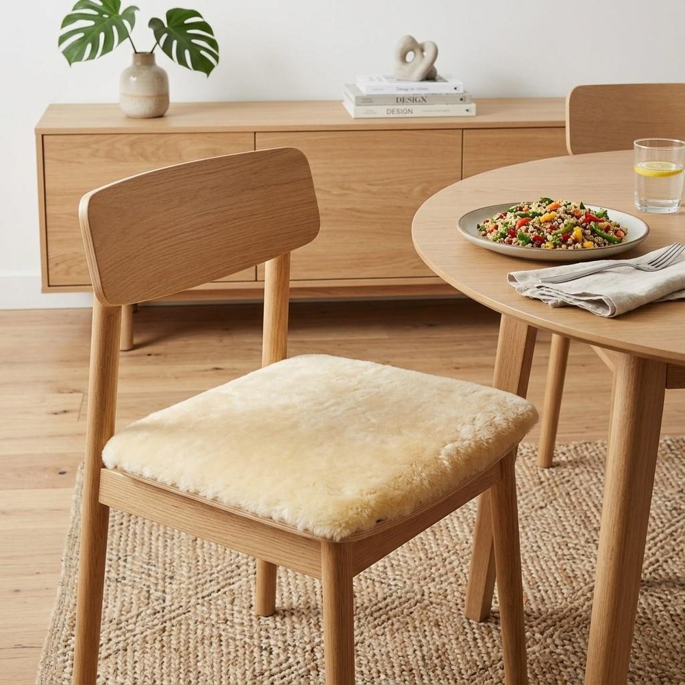 17" Square Natural Off White Medical Grade Sheepskin Chair Pad