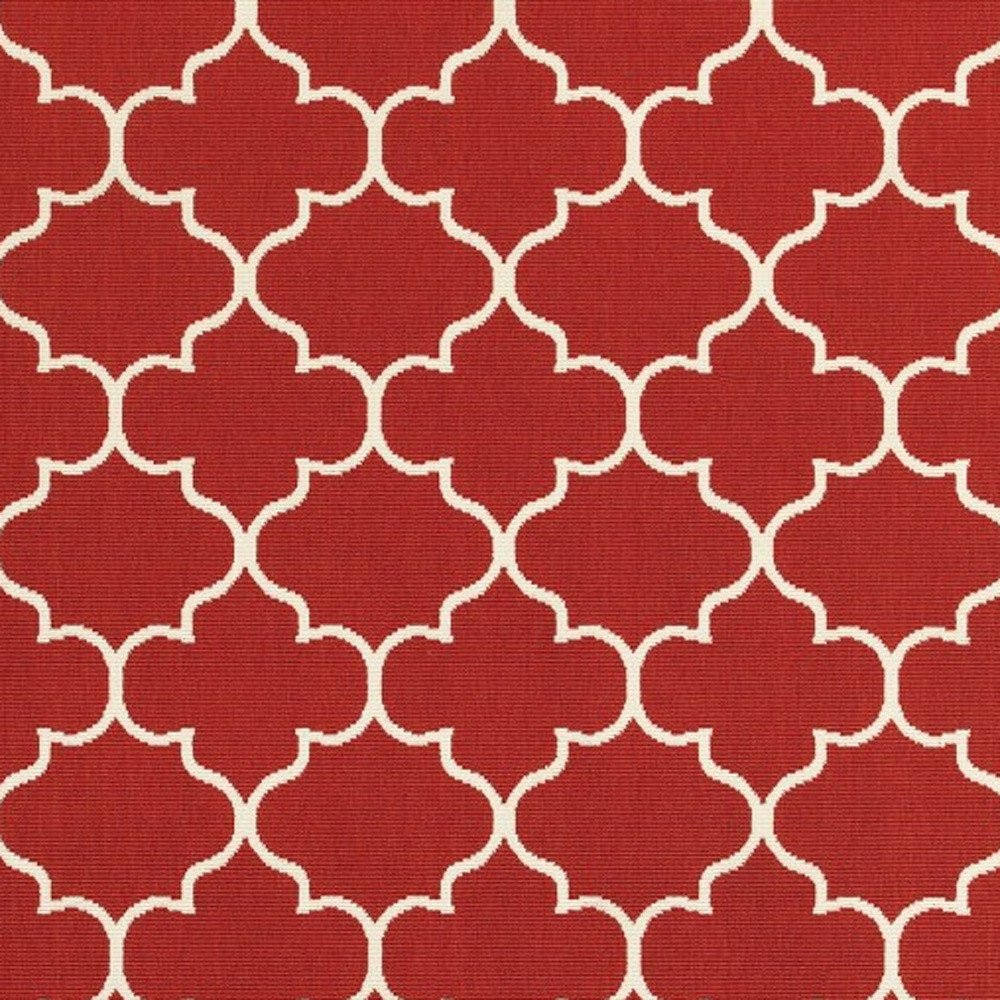 4' X 6' Red And Ivory Indoor Outdoor Area Rug
