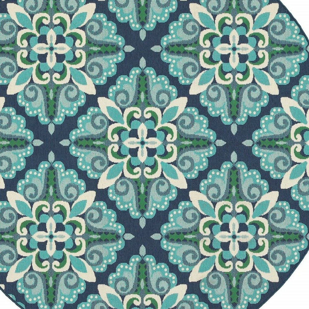 5' X 8' Blue And Green Indoor Outdoor Area Rug